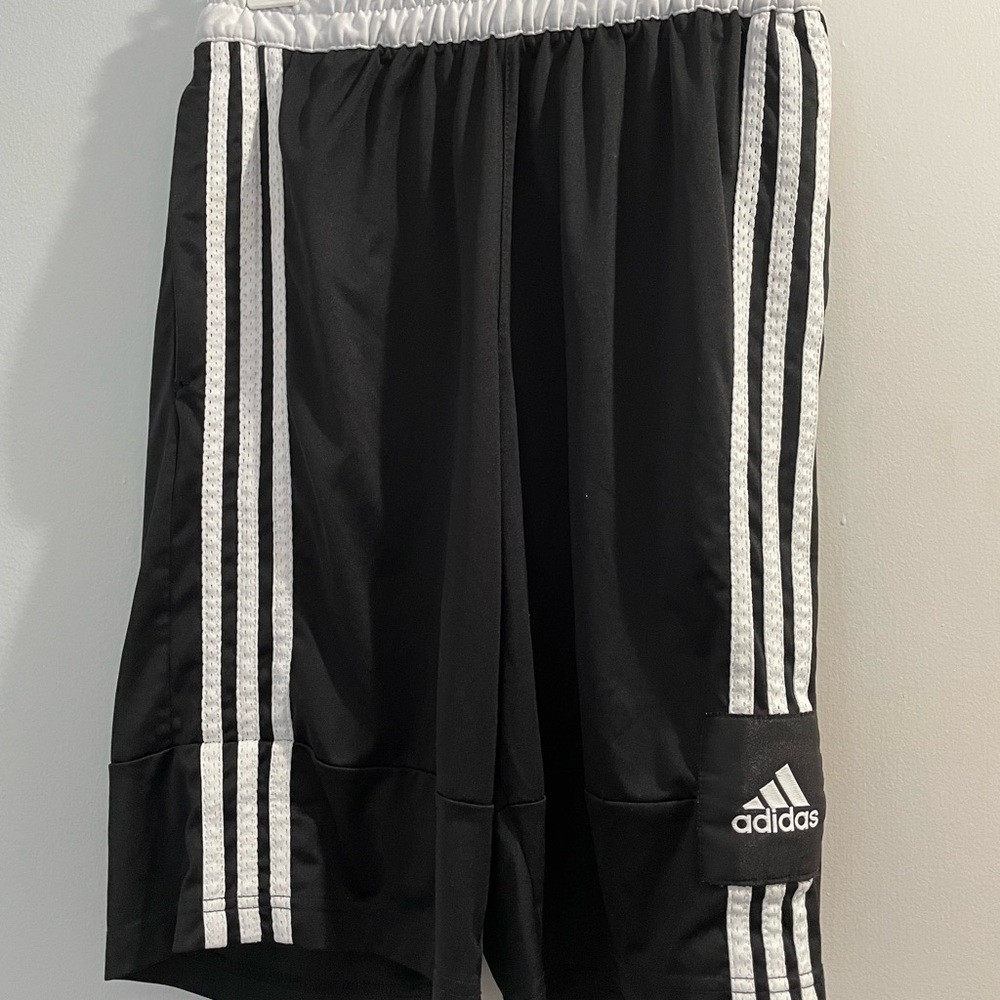 Adidas black shorts with white stripe